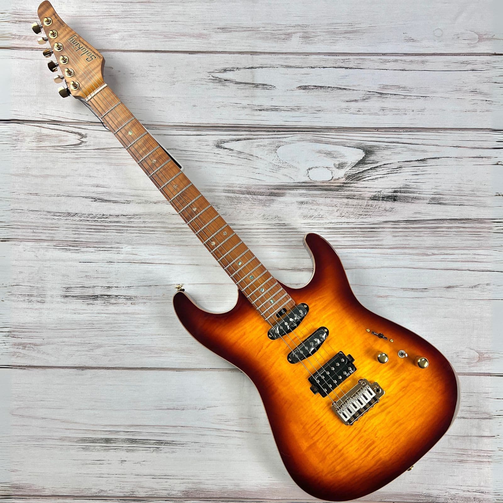 Guitarra Soloking MS-1 Custom 22 HSS – Roasted Flame Maple – (Bengal Burst)